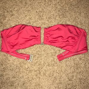 Coral bandeau bikini top.
